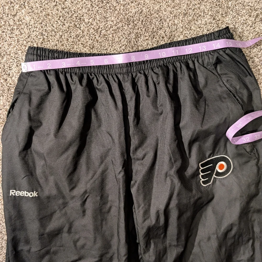 Reebok Black Athletic Pants with Flyers Logo, Size M